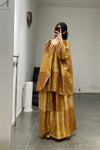 Mutedance 24 Spring/Summer Loose Drawstring V-Neck Top MD-MD24SS88-JIUJIN Old Gold PM125